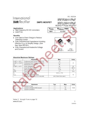 IRFU3911PBF datasheet  